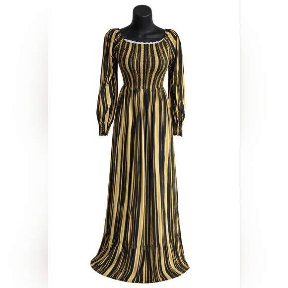 Al lin jalabiya Dresses & Skirts - Cotton Smocked Maxi Dress Modest Jalabiya Boho Cottagecore Long Sleeve